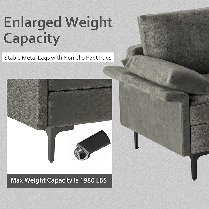 Giantex 3-Seat Sectional Sofa Couch 100.5 L Convertible Sleeper with USB Port &amp Outlet Armrest Cushion Modern Fabric Upholstered Modular Sofa for Living Room Apartment Dorm Reception Room