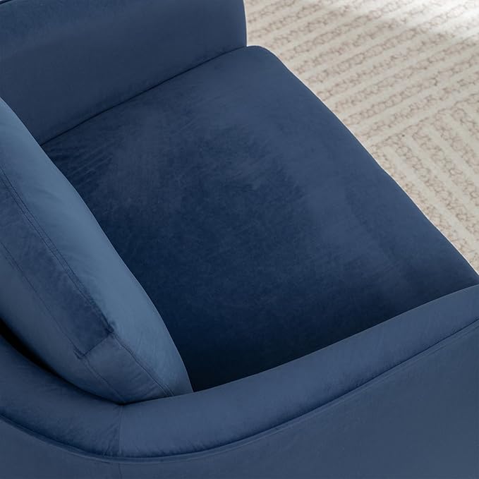 MINCETA Accent Chairs Set of 2 360° Swivel Barrel Chair with High Density Foam Oversized Reading Chair with Performance Fabric Upholstered Armchair for Living Room Bedroom Apartment Navy Blue