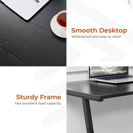 Alecono Small Computer Desk 35'' Kids Writing Desk for Small Space Simple Home Workstation Office Tiny Desk Student Study PC Gaming Table with Metal Frame for Bedroom Black (X002EYTOCB)