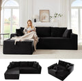 Cloud Sectional Couch with L-Shape Chaise 105 Modern Minimalist Modular Sectional Sofa Fluffy Corduroy Upholstered Couches for Living Room No Assembly Required (Black Left Facing Chaise)