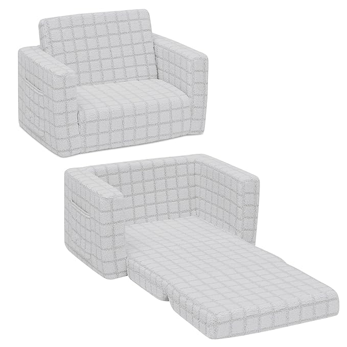 Delta Children Checkered Cozee Flip-Out Chair Grey