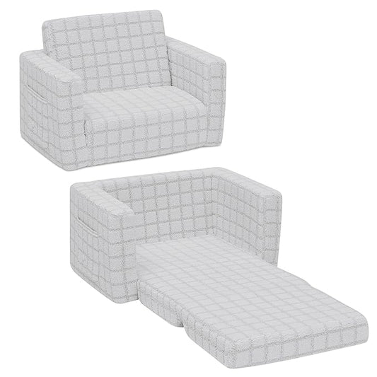 Delta Children Checkered Cozee Flip-Out Chair Grey