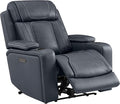 Watson &amp Whitely Super Zero Gravity Recliner Chair Oversized Genuine Leather Electric Recliner W Power Adjustable Headrest &amp Lumbar Support Hidden Storage for Living Room Navy Blue