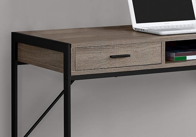 Computer Desk Home Office Laptop Storage Drawers 48 l Work Brown Laminate Black Metal Contemporary Modern CJ232