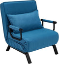 Folding Sofa Bed Sleeper Chair3-in-1 Single Convertible Sofa with Adjustable BackrestLazy Bed Leisure Recliner with PillowTri-fold Upholstered Armchair (Blue Standard)