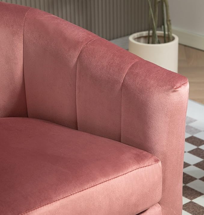 Velvet Modern Accent Armchair - Luxury Gold Frame | Versatile Seating for Living Room Bedroom Office Rose