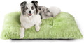 EHEYCIGA Fluffy Dog Crate Bed for Large Dogs Plush Faux Fur Crate Pad Calming Anti Anxiety Large Dog Bed Washable Soft Warm Mat with Non-Slip Bottom Green