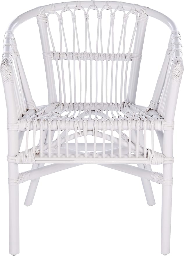 Safavieh Home Adriana Coastal White Rattan (Set of 2) Accent Chair (ACH6505B-SET2)