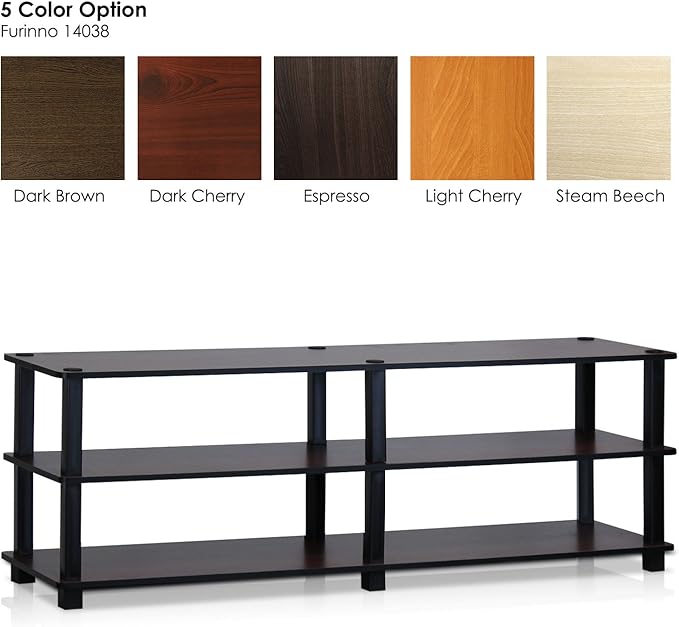 Furinno Turn-S-Tube No Tools 3-Tier Entertainment TV Stands Dark Cherry and Black