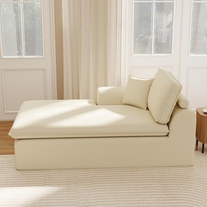 40.5 Cloud Couch with Chaise Boneless Sectional Couch for Living Room and Bedroom Modern Modular Sofa with Deep Seat No Assembly Required (Ivory White)