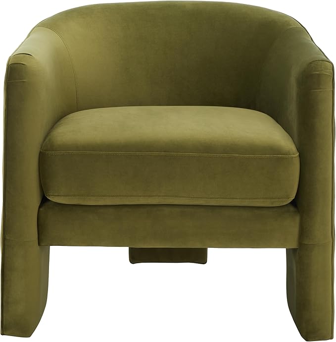 SAFAVIEH Couture Collection Londyn Mid-Century Modern Olive Green Velvet Upholstered Accent Chair (Fully Assembled)