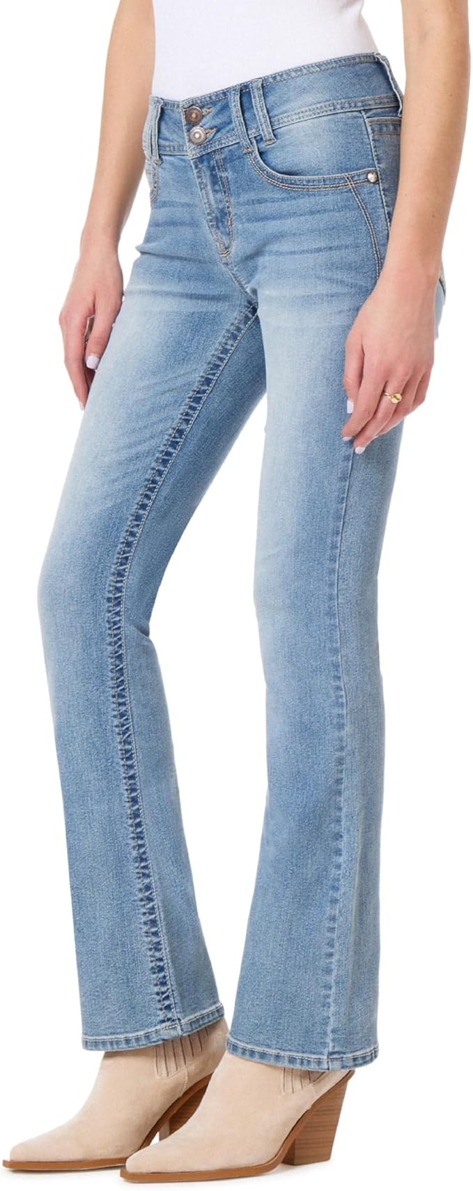 WallFlower Luscious Curvy Bootcut Jeans for Women Mid-Rise Insta Stretch Denim Size-Inclusive Juniors Jeans