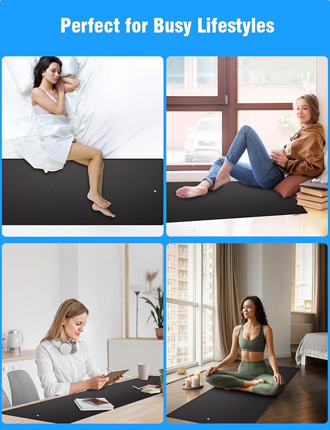Grounding Mat for Bed with Leather Improve Sleep Relieve Stress &amp Pain Anti-Slip &amp Eco-Friendly PU Leather Includes Grounding Cord &amp Sleep Mask for Enhanced Rest Magnetic Therapy King-