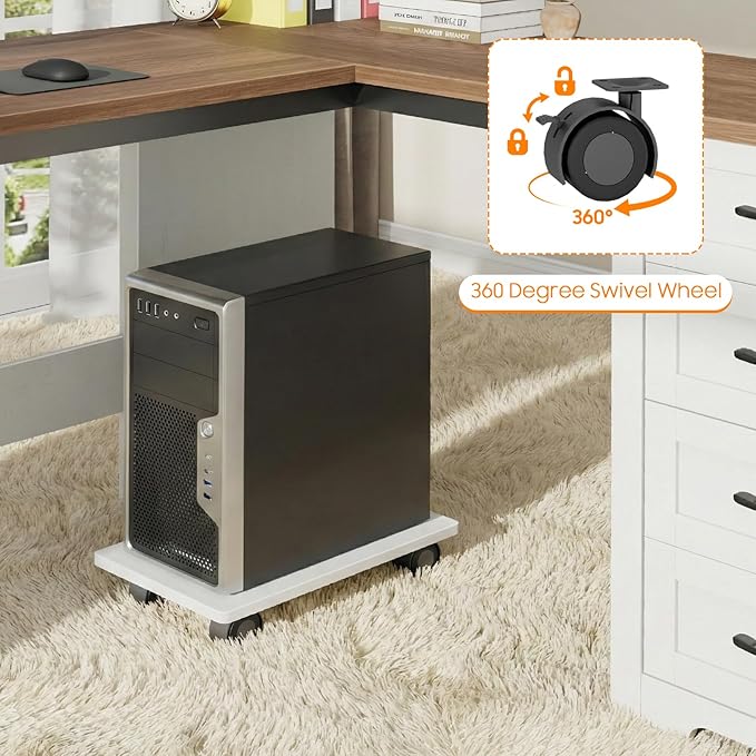 Vabches 61”Farmhouse L Shaped Executive Desk with Drawers Corner Computer Desk with Mobile CPU Stand Wood Writing Computer Desk for Work Study