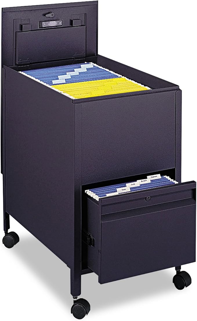 Safco Locking Mobile Tub File with Drawer Letter Size Black
