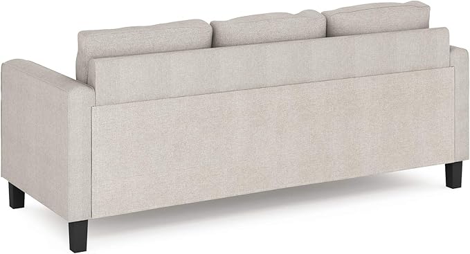 Furinno Bayonne Modern Upholstered 3-Seater Sofa Couch for Living Room Fog