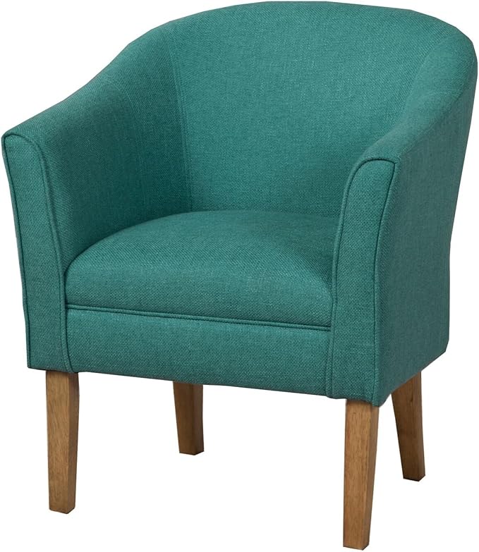 HomePop Barrel Shaped Accent Chair Arm Rest solid fabric and woodTeal Medium