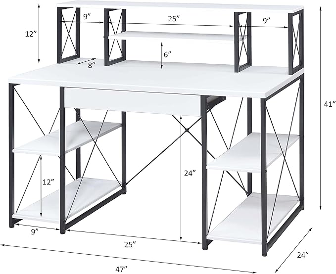 All-Purpose White Writing Desk - Contemporary Home Office Computer Desk