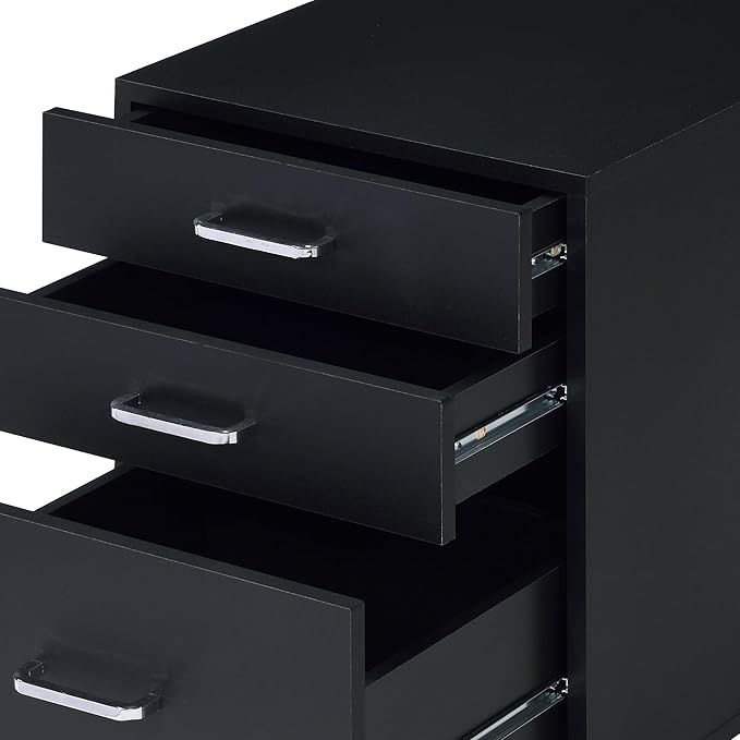 Modern 3 Drawer Small File Cabinet with Lock Under Desk Locking Storage Drawers Organizer for Home Office Filing CabinetsBlack