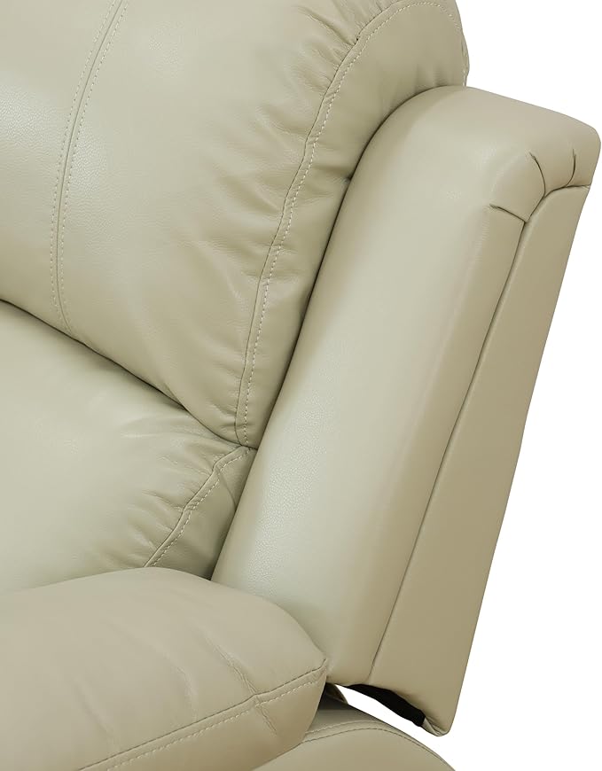Manual Leather Recliner Chair Sofa for Living Room35 Ergonomic Reclining Chair with 10 Arm/Upholstered Seat/Metal FrameModern Single Couch for Rv Sofa/Home Theater Seating/Office(Beige)