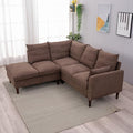 Panana 5 Seater Corner Sofa L Shaped Couch Upholstered Sectional Setee wth Built-in USB Charging Port Chaise (Brown Linen 5 Seater Corner Sofa with Built-in USB Port Chaise)