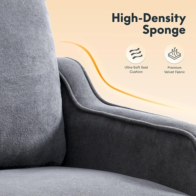 FLEXISPOT AC2 Accent Chair Accent Chairs Set of 2 for Living Room Mid Century Modern Chenille Upholstered Armchair with Padded Back Comfy Reading Chair for Bedroom Office Small SpacesGrey