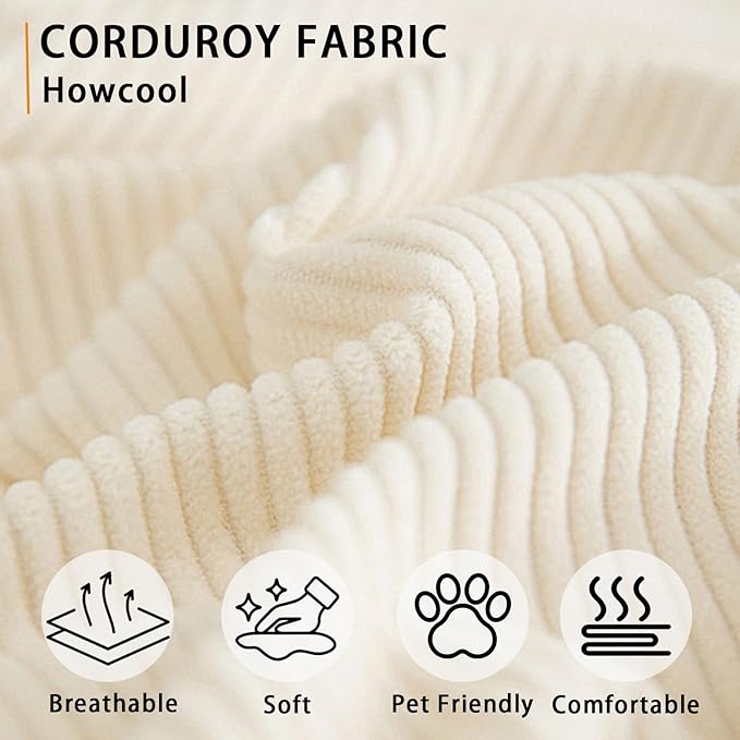 108'' Modular Sectional Sofa U-Shaped Sectional Couch with Deep SeatComfy Fluffy Soft Corduroy 5-Seat Couches Modern Convertible Cloud Sofa with Ottoman for Living Room Apartments(Beige)