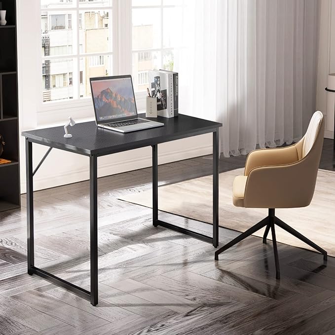 COSTWAY Home Office Computer Desk 40 inch Modern Simple Writing Study Desk Metal Frame Gaming Desk Laptop PC Workstation for Living Room Bedroom &amp Study (Black)
