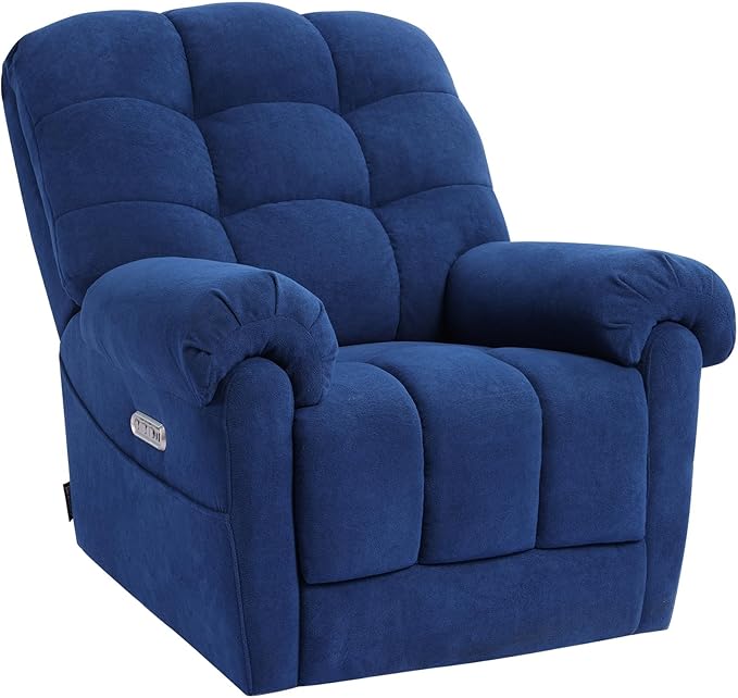 EONIX Power Rocker Recliner Chair Lazy Boy Recliner Rocking Chair for Adults and Nursery Electric Recliner Chair with Heat and Massage for Living Room Bedroom Study Room Relaxation Navy Blue