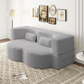 Convertible Sofa Bed Full Size｜78 Sleeper Couch with 2 Pillows｜Corduroy Fabric Folding Sofa Bed｜High-Density Foam｜No Assembly｜Space-Saving｜for Living Room Guest Room｜Light Grey