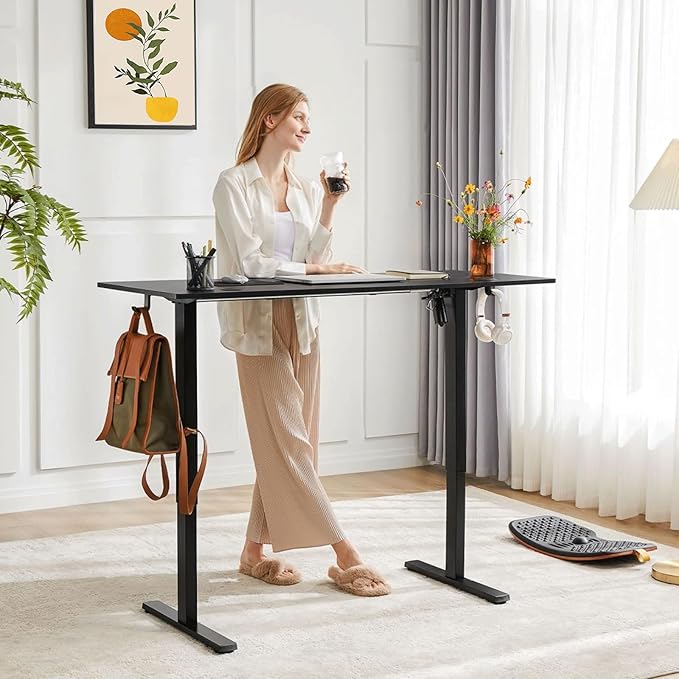 Electric Standing Desk 48 x 24 Inches Lift Motorized Gaming Table with T-Shaped Metal Ergonomic Memory Controller Home Office Desk Computer Desk Black