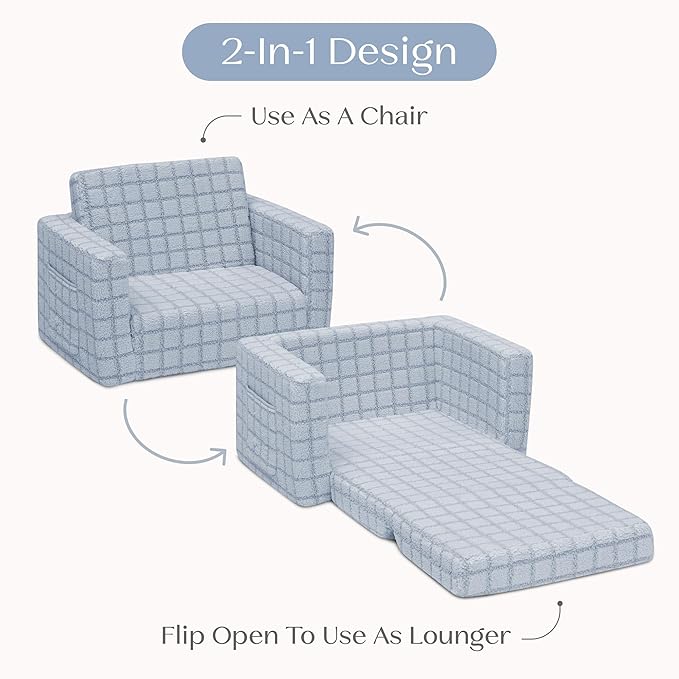 Delta Children Checkered Cozee Flip-Out Chair Blue