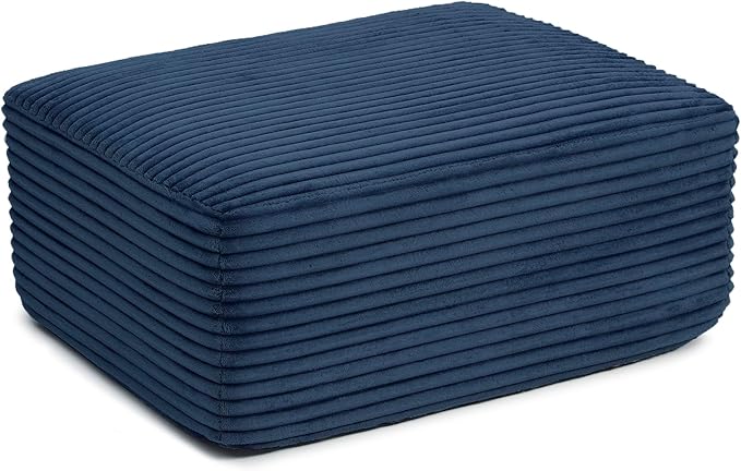 KEIKI 3 Seater Corduroy Boneless Modular Sectional Couch Sofa with Oversized Chaise Lounge Ottoman &amp Back Cushions Deep Seat Modern L-Shape Cloud Compressed Sofa Couches for Living Room Bedroom