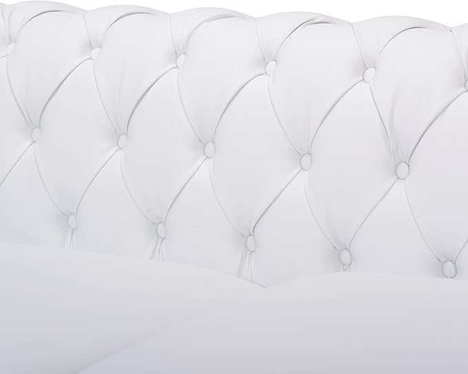 GDF Studio Tufted Chesterfield Faux Leather 3 Seater Sofa White and Dark Brown