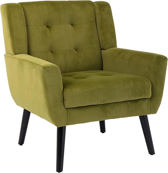 Modern Soft Velvet Material Ergonomics Accent Chair Living Room Chair Bedroom Chair Home Chair with Black Legs for Indoor Home