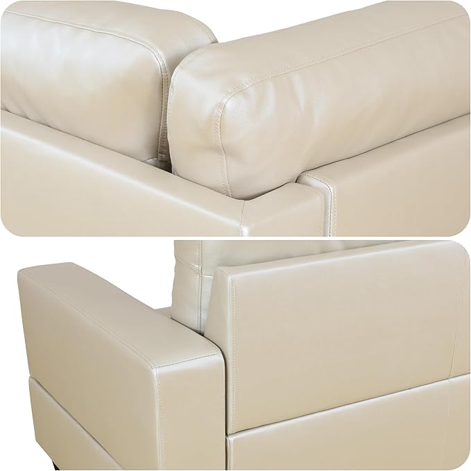 103.5 Inch Modern L-Shaped Couch PU Leather Sectional Sofa with Chaise Lounge 4-Seater Couch with Accent Pillows for Living Room Apartment Bright Light Grey