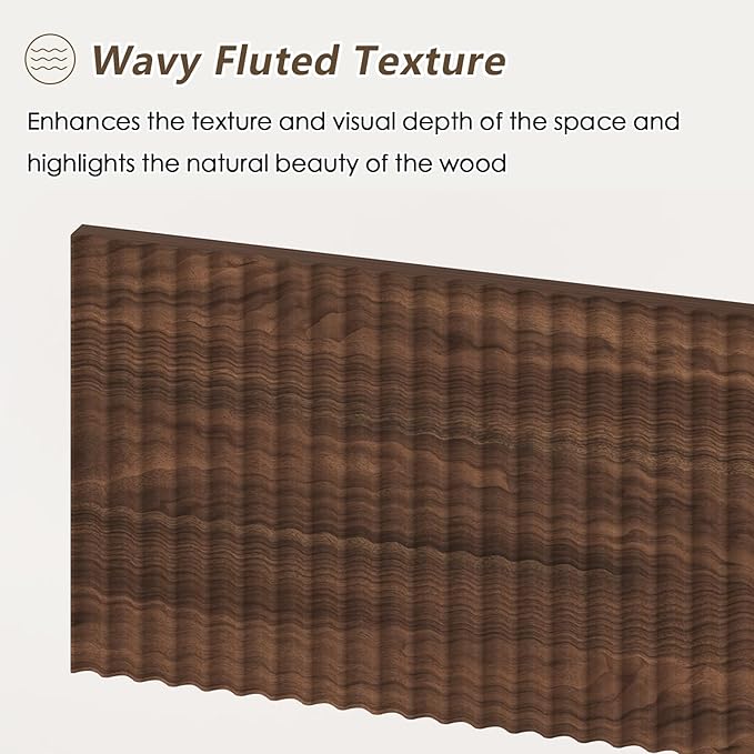 Fluted Computer Desk with 2 Drawers 39 Inch Small Computer Desk with Storage Compact Writing Study Desk for Small Spaces Walnut