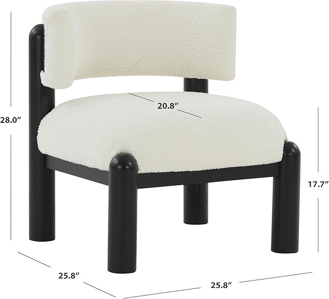 SAFAVIEH Couture Collection Rosabryna Modern Scandinavian Ivory/Black Boucle Accent Chair (Fully Assembled)