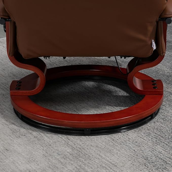 Faux Leather Manual Recliner Adjustable Swivel Lounge Chair with Footrest for Living Room