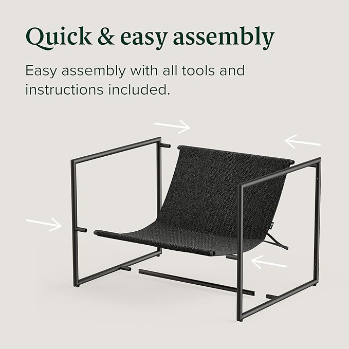 Zinus Aidan Sling Accent Chair Metal Framed Armchair with Shredded Foam Cushioning Black