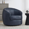 CHITA Swivel Barrel Chair Modern Comfy FSC Certified Upholstered Faux Leather Accent Chair for Living Room Fully Assembled Blue