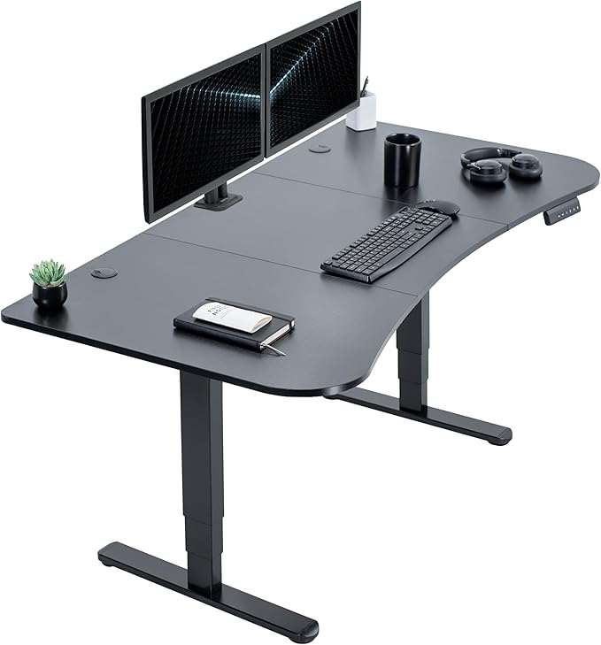VIVO Electric 63 x 32 in Dual Motor Standing Desk Memory Height Adjustment 2B Series Black Carbon Fiber Top Black Frame DESK-KIT-2B1R