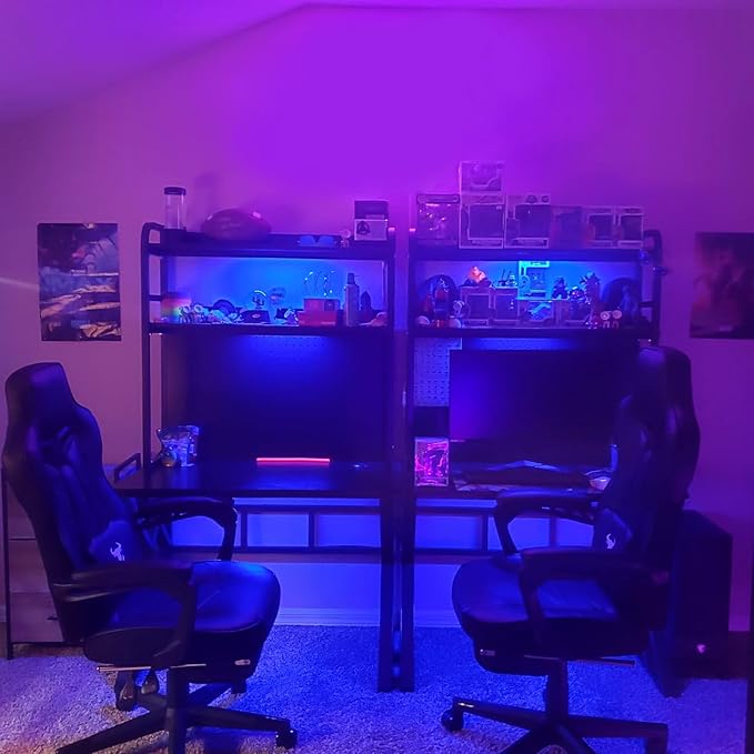 31.4in Gaming Desk with Bookshelf Combo Computer Desk with Pegboard Large Writing Table with Desktop Shelves Ample Leg Room for Home Office (Black 31.4in)