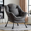 Lazy Chair for Living Room Large Dark Grey Accent Chair with a Throw Pillow Leisure Sofa Chair Set Comfy Reading Chair for Bedroom Dorm Room Office