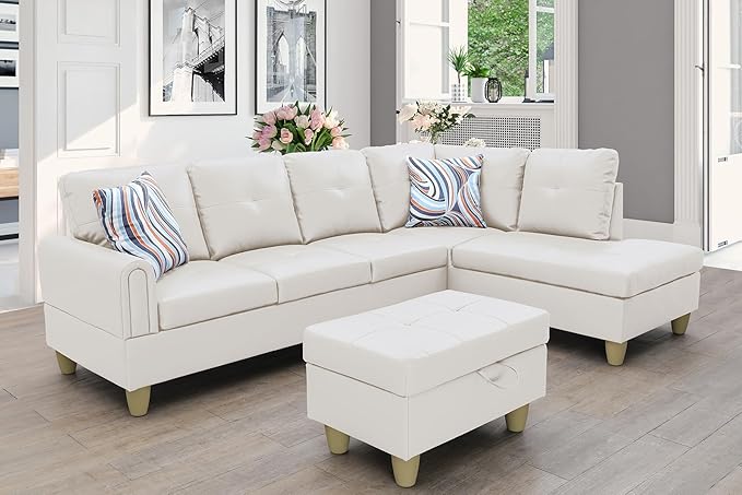 Bendigo Right Facing Sectional Sofa with Ottoman