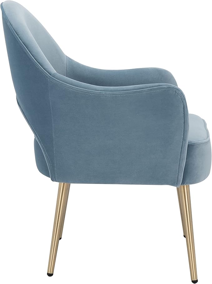 SAFAVIEH Home Collection Dublyn Light Blue Velvet/Gold Accent Chair