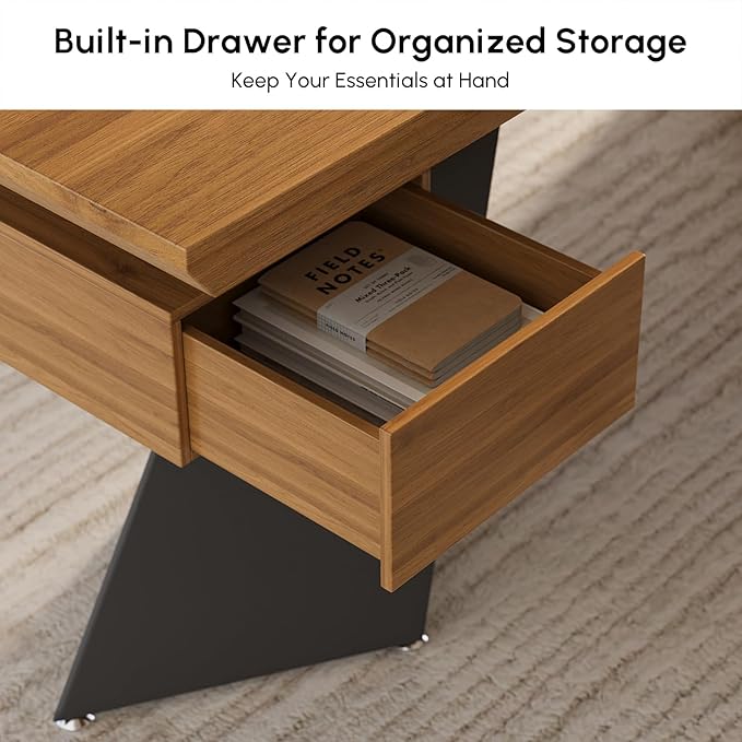 homary 63 Rustic Industrial Writing Desk Home Office Desk with Drawer Natural Wooden Desk Home Office Computer Desk