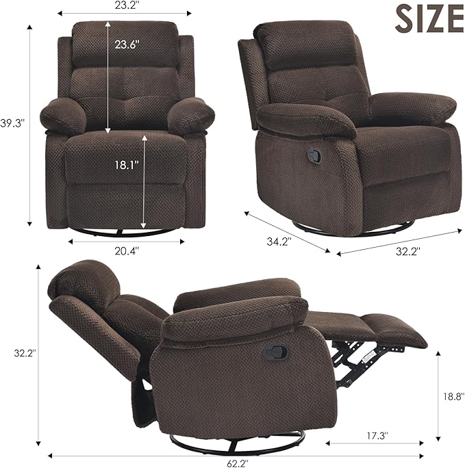 Small Rocker Swivel Recliner Chair for Adults Women for Small Spaces Bedroom Living Room