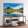 TV Stand for Bedroom 50 Inch TV Stand with Power Outlet 3 Tier Entertainment Center with Storage TV Console Table for 50 43 40 32 Inch TV Rustic Brown