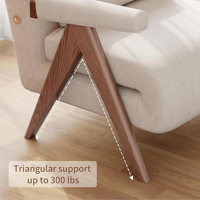 KungFuWood 32 W Convertible Chair Bed - 3 in 1 Sleeper Adjustable Backrest Futon Small Space Sofa for Living Room Bedroom Home Office Beige White